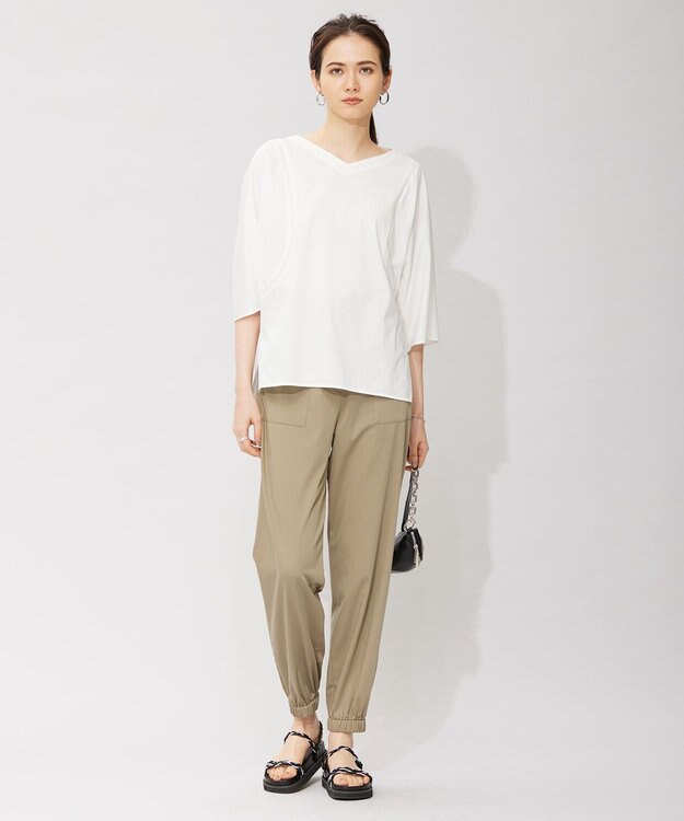 ICB 【洗える】 キュプラナイロンストレッチ ジョグパンツ オリーブ系