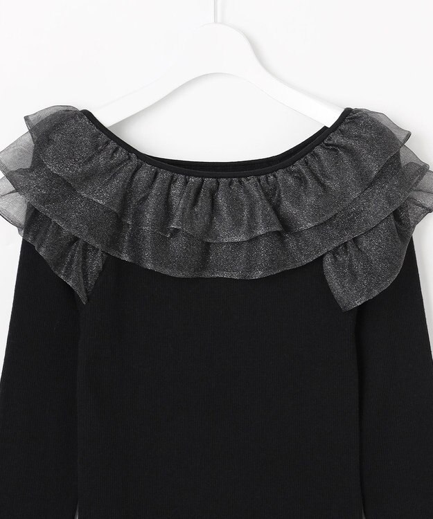 Feroux 襟フリル ニット ブラック系