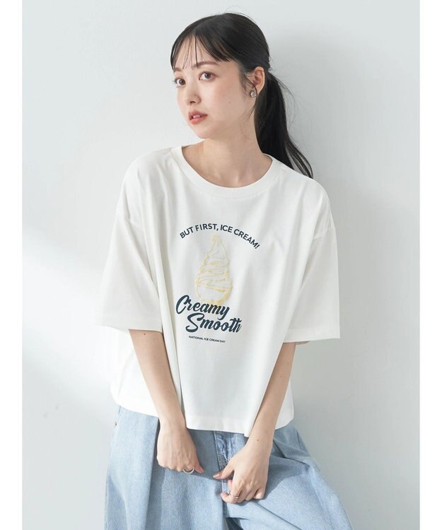 earth music&ecology ＩＣＥ　ＣＲＥＡＭ！　ショートＴ Off White