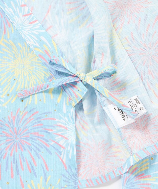 ANY KIDS 【簡単着付け】2WAY セパレート浴衣セット サックスブルー×花火