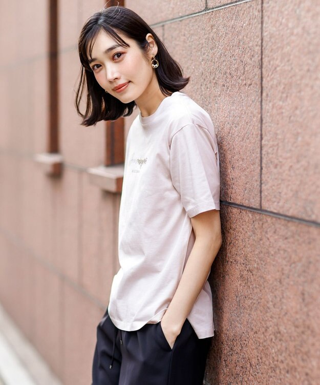 ANY SIS ビジュープリント Ｔシャツ ライトベージュ