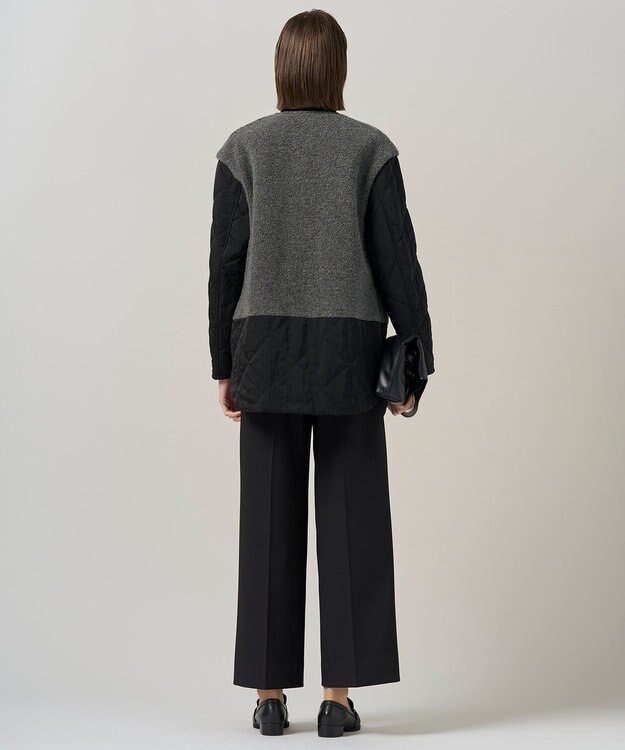 ICB L 【リバーシブル着用可能】 リバーシブルキルト ミドル丈コート チャコール×ブラック系