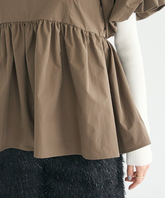 CRAFT STANDARD BOUTIQUE パフスリーブペプラムブラウス Khaki