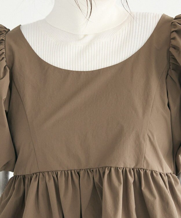 CRAFT STANDARD BOUTIQUE パフスリーブペプラムブラウス Khaki