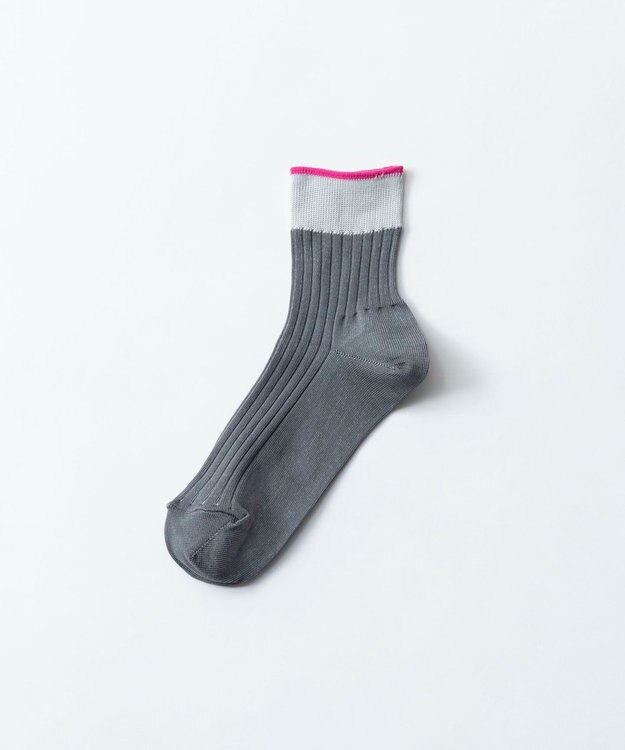 TRICOTE RIB LINE SHORT SOCKS／8×2リブラインショートソックス 95GRAY