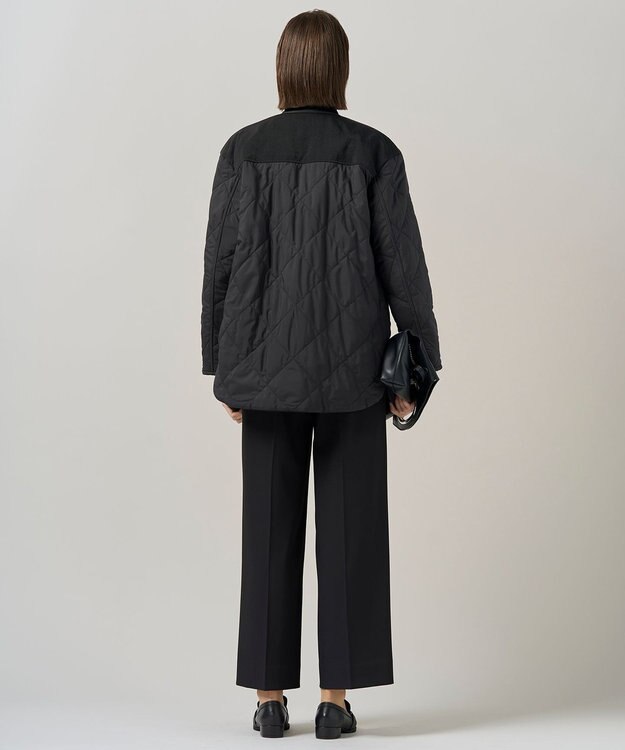 ICB L 【リバーシブル着用可能】 リバーシブルキルト ミドル丈コート チャコール×ブラック系