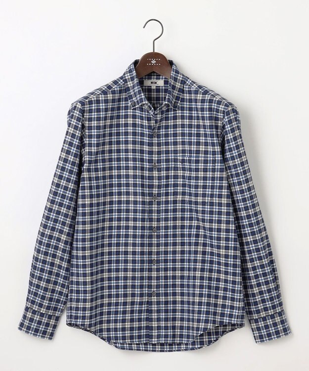 JOSEPH ABBOUD 【ネルシャツ/暖かい】ファインブラッシュド ネル チェック シャツ ネイビー系3