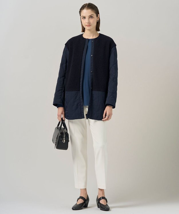 ICB L 【リバーシブル着用可能】 リバーシブルキルト ミドル丈コート ネイビー系