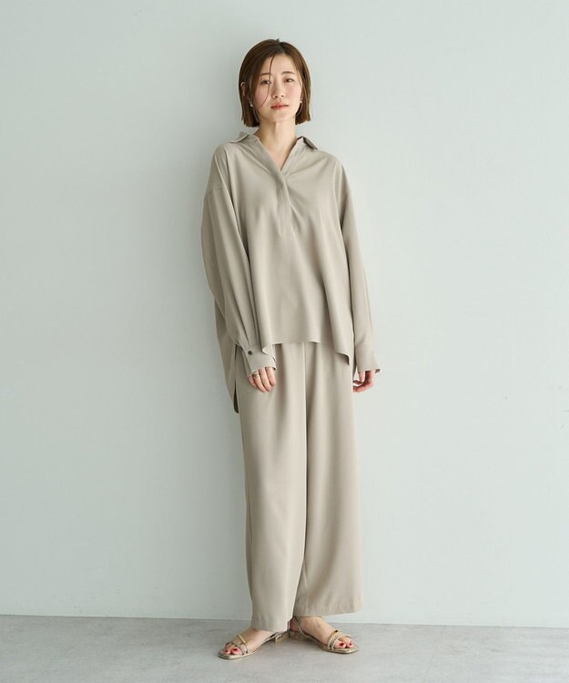 YECCA VECCA 【2点SET】スキッパーデザインセットアップ Gray Beige
