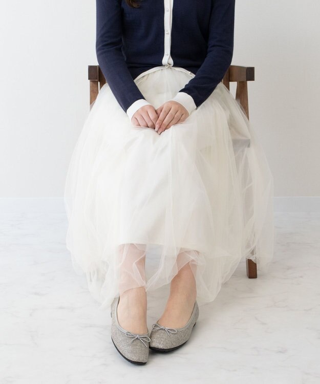 Bridget Birkin ＜3E＞【Bridget Birkin Walk】ラメパナマ調バレエパンプス ライトグレー雑材