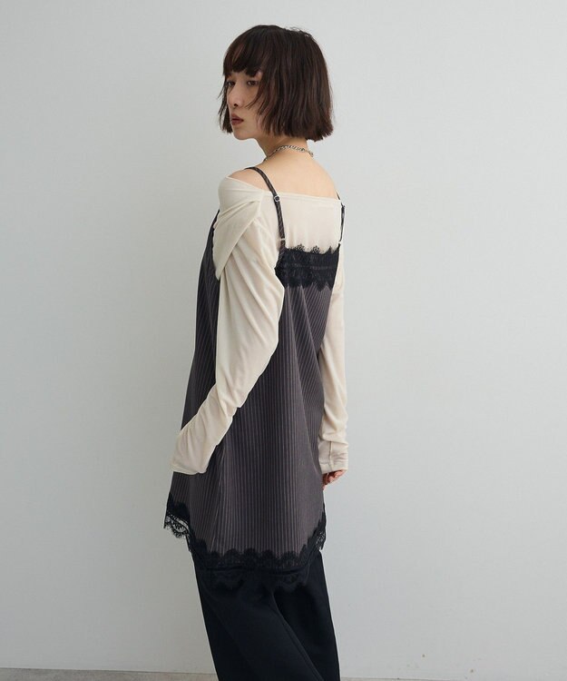 Green Parks シアーベロアオフショル長袖プルオーバー Ivory