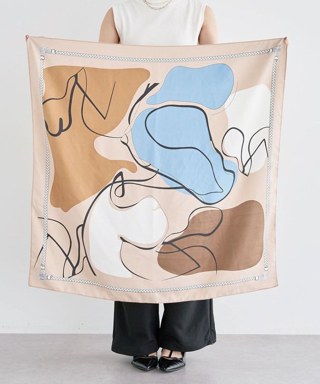 Green Parks ・モダンパターンスカーフ　９０×９０ Beige