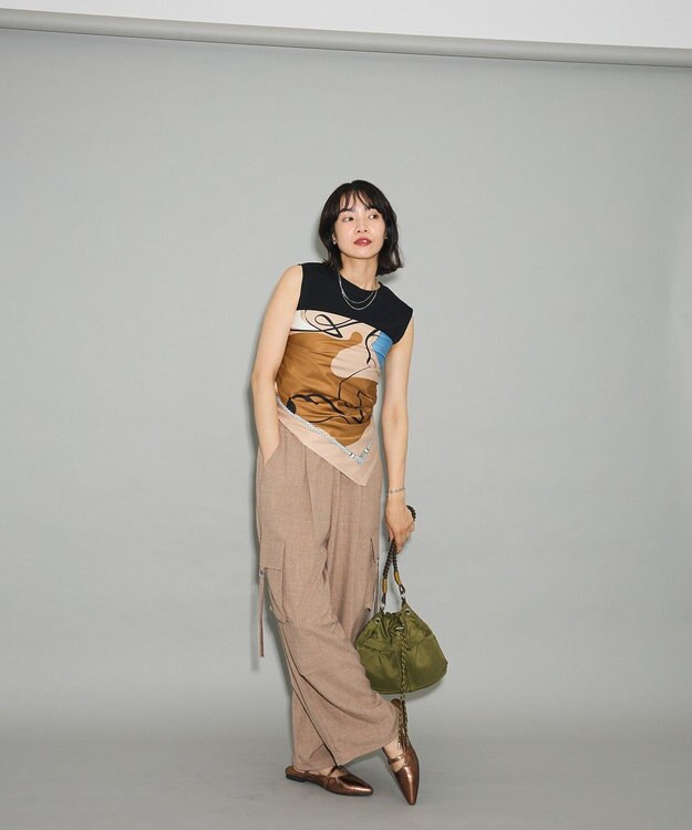 Green Parks ・モダンパターンスカーフ　９０×９０ Beige