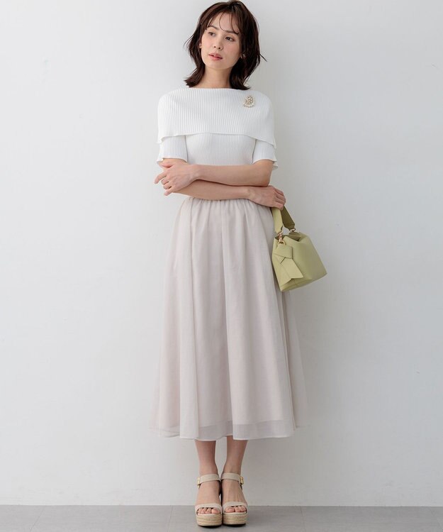 組曲 【WEB限定】クリアストレッチオフショルダー ニット ホワイト系