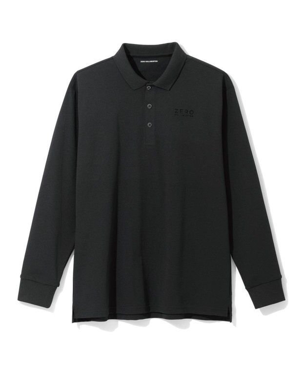 ZERO HALLIBURTON 【吸汗速乾・UVケア】鹿の子 ポロロングシャツ ZHG-A4A 1b 82851 ゴルフウェア ブラック