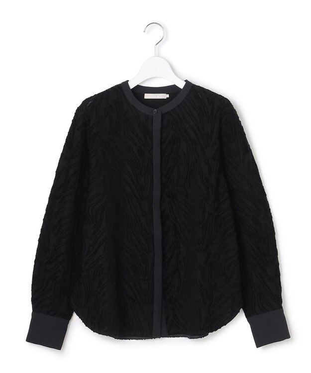 ICB L カットジャガードジャージー デザイントップス ブラック