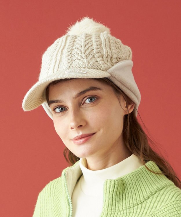 23区GOLF 【WOMEN】つば付きケーブル ニットキャップ ベージュ系