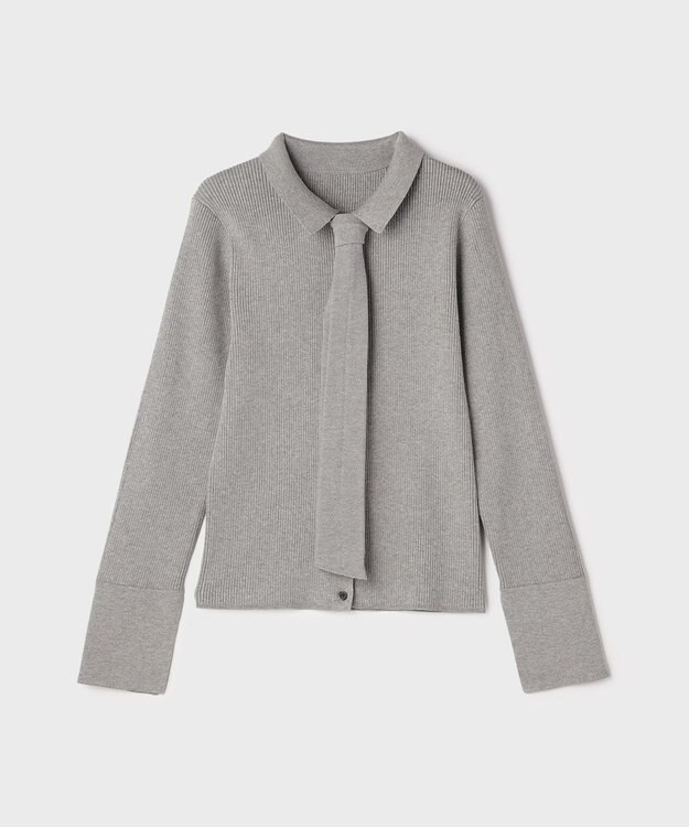 GRACE CONTINENTAL リブシャツニットトップ グレー