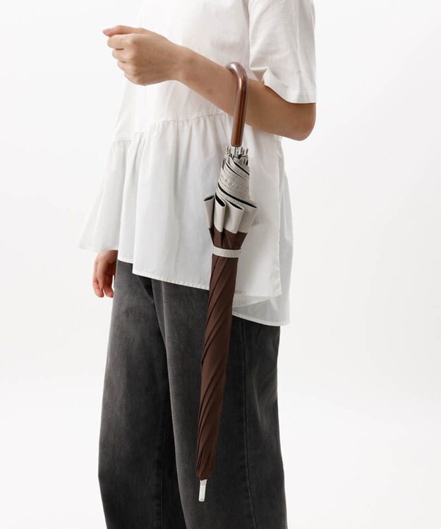 AURORA 【WEB限定】 バイカラー晴雨兼用長傘 ブラウン