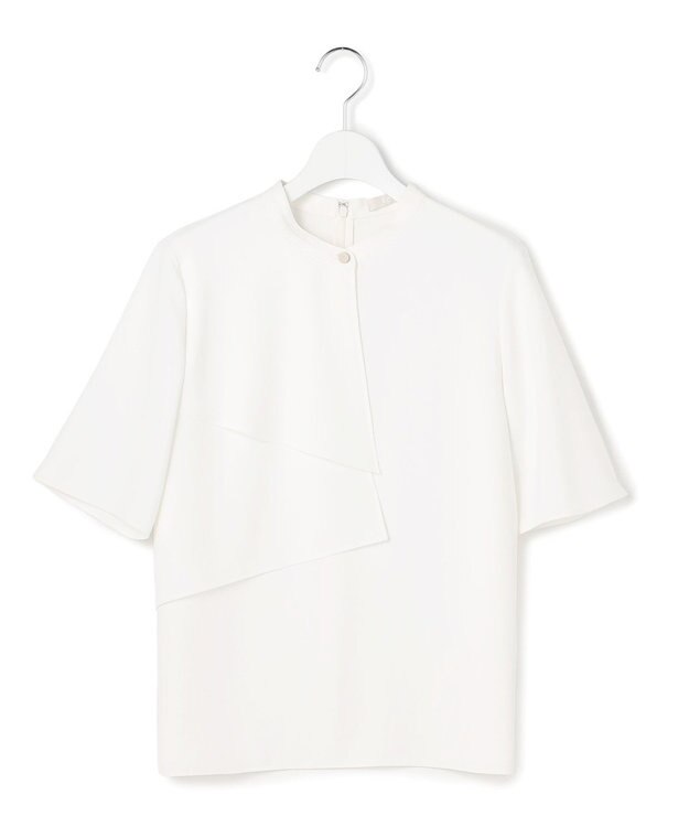 ICB L ストレッチジョーゼット ラッフルディテールブラウス オフホワイト