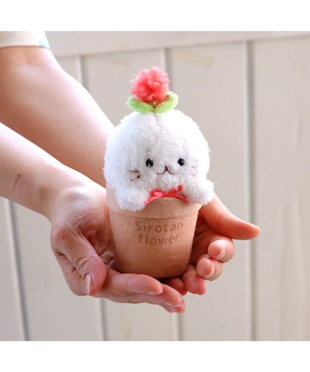 ちっちゃなりんりんお守りサシェ【白猫とぽんぽん花】 しろたん フラワー マスコット8.5cm 《ダリア / ひまわり / ガーベラ
