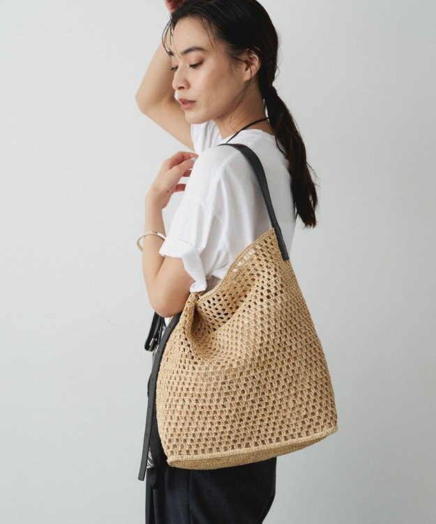 russet 《かごバッグ》インドラフィアワンショルダーバッグ(TI-369) Natural