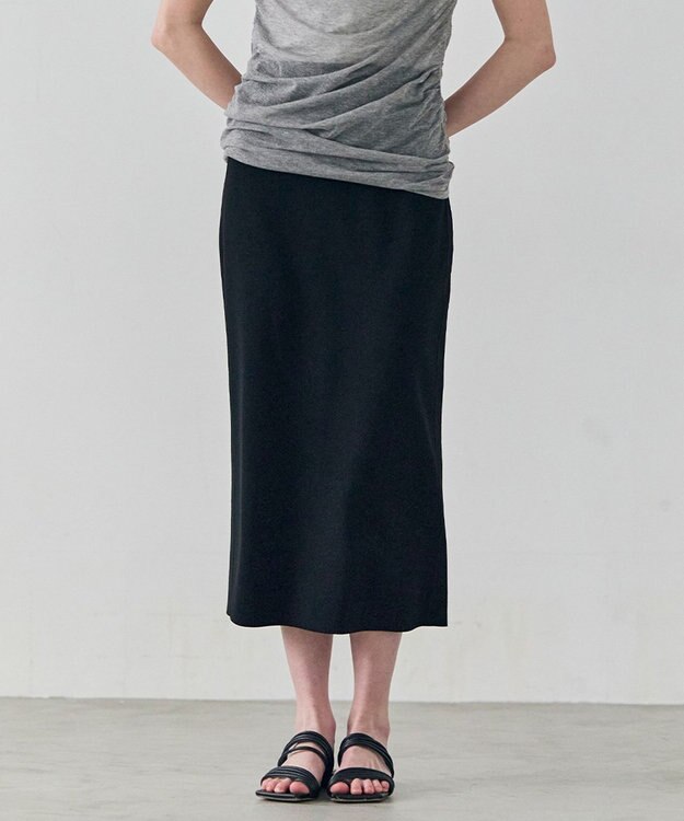 BEIGE， NADIA / 異素材ライン ストレッチニットスカート Black