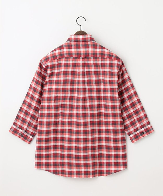 JOSEPH ABBOUD 【麻100％】リネンチェック シャツ レッド系3