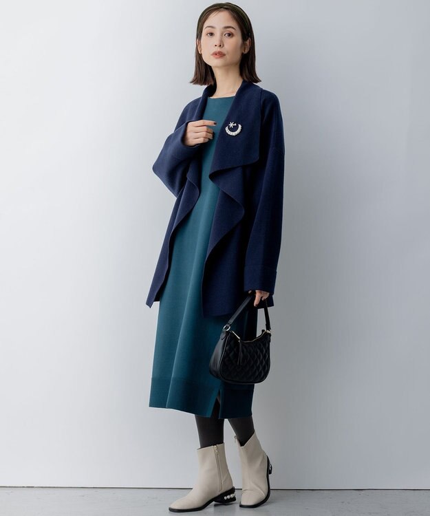 組曲 【軽羽織】ショールカラー カーディガン ネイビー系