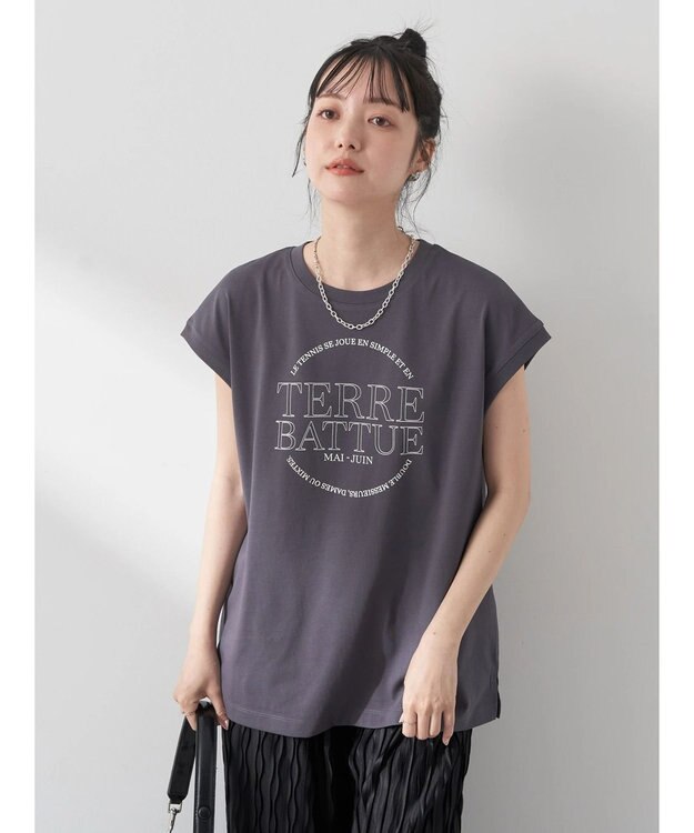 earth music&ecology ＴＥＲＲＥ　ＢＡＴＴＵＥ　フレンチＴ Charcoal Gray