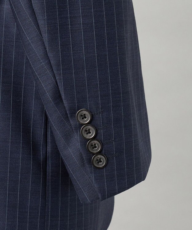GOTAIRIKU 【Loro Piana Fabric】365 通年 3ピーススーツ(ネイビーストライプ) ダルブルー×ストライプ