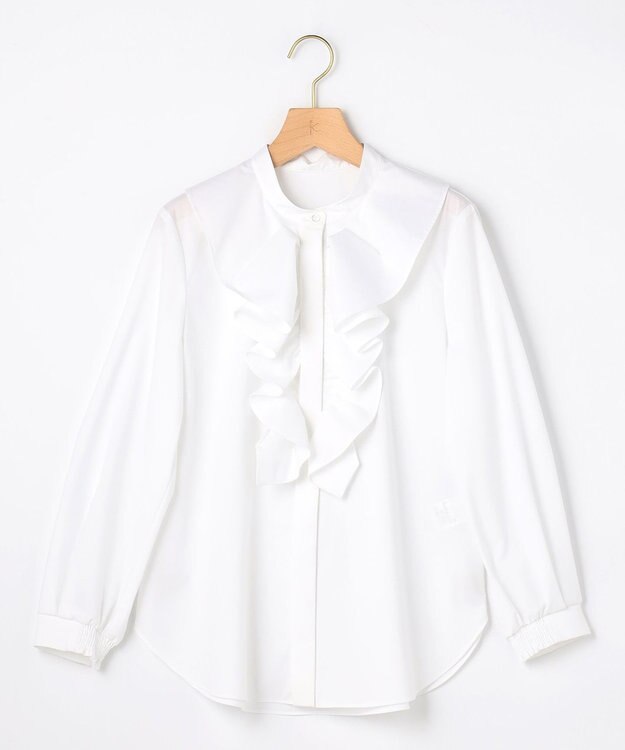 組曲 【KUMIKYOKU NAVY】コットンタッチシャーティングラッフルフレア ブラウス ホワイト系