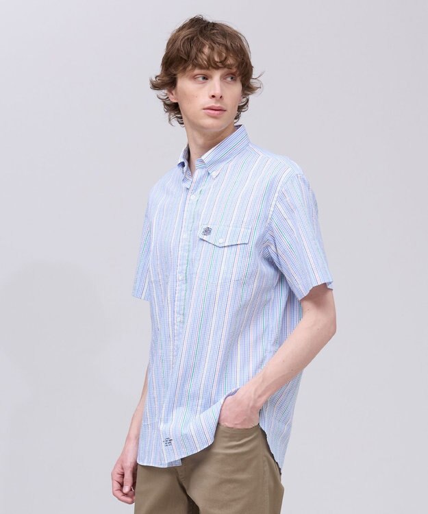 J.PRESS MEN 【Aero Weave】クールマックスサッカー ストライプ シャツ / B.D. サックスブルー系7