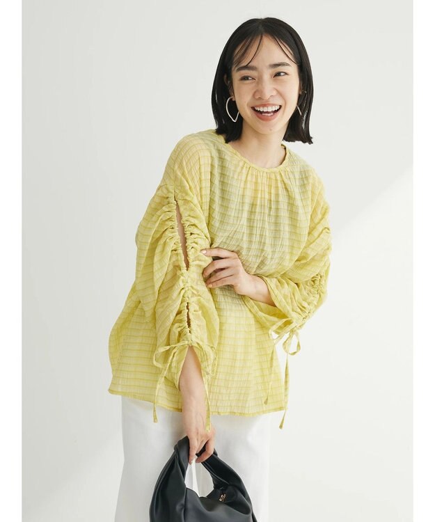 Green Parks ・ＥＬＥＮＣＡＲＥ　ＤＵＥ　バックリボンブラウス Yellow