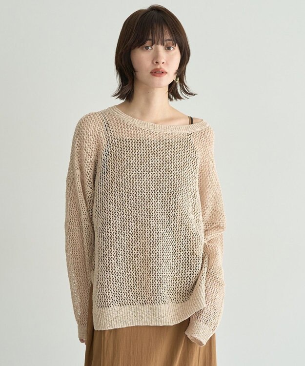 YECCA VECCA スラブメッシュルーズニット Ivory