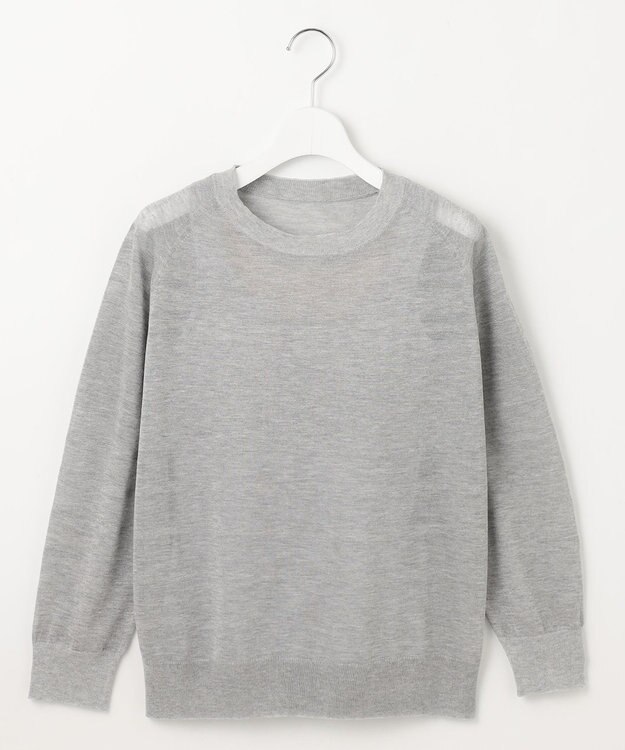 自由区 【ワコールコラボ】【洗える】シアーボーダー ニット グレー