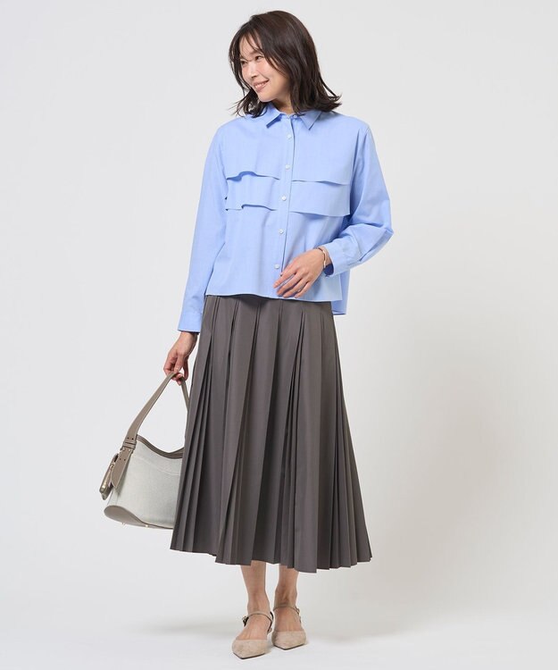 J.PRESS LADIES 【WEB限定カラーあり】COTTON TEX ブラウス サックス系
