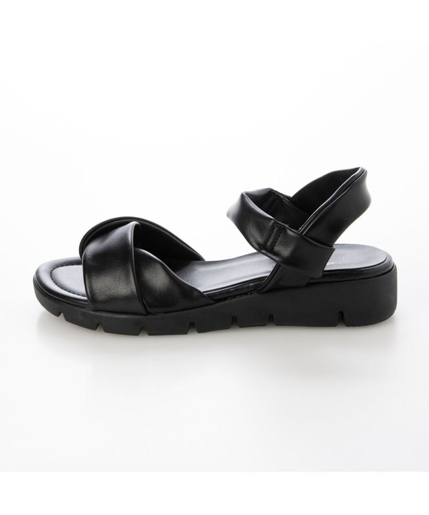 ing <ing>「もちっと新感覚」ソフトストレッチサンダル ブラック