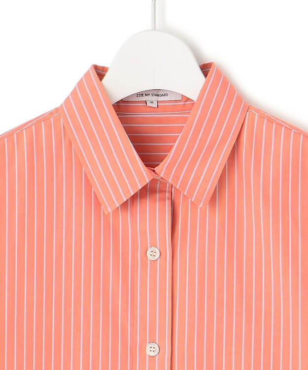 23区 S 【CLASSY.5月号掲載/洗える】CANCLINI ベーシック シャツ オレンジ×サックスストライプ