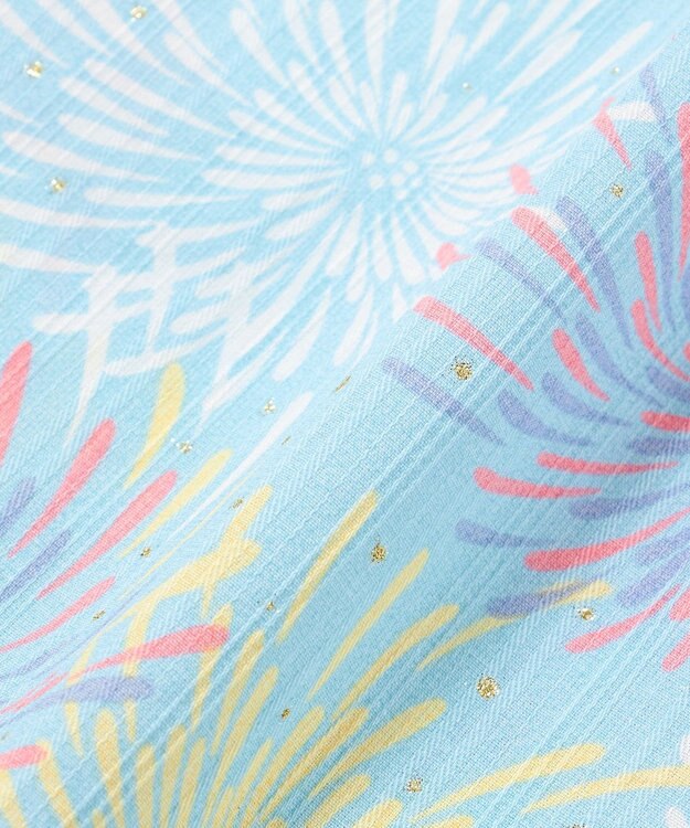 ANY KIDS 【簡単着付け】2WAY セパレート浴衣セット サックスブルー×花火