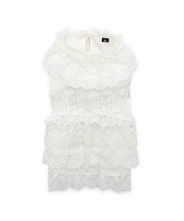 PET PARADISE cherircouture レースフリル ワンピース 小型犬 ホワイト