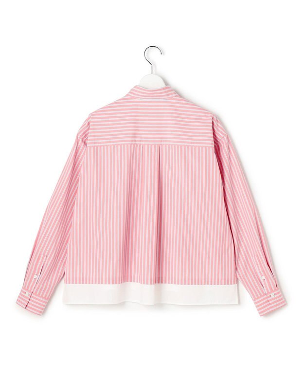 23区 【先行予約】CANCLINI レギュラーカラー ストライプ クロップドシャツ ピンク×サックスストライプ