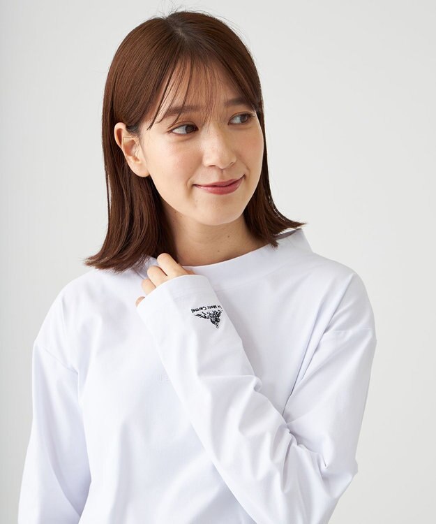 SHARE PARK LADIES 【UVカット・吸水速乾・ストレッチ・軽量 】モックネックＴシャツ アイボリー系