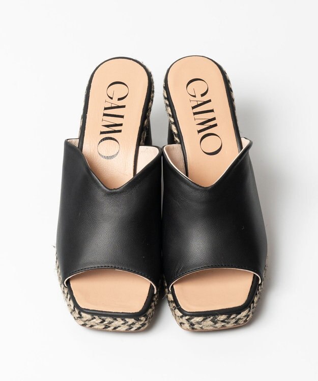 gaimo 【GAIMO/ガイモ】Vカットスクエアヒールサンダル ブラック