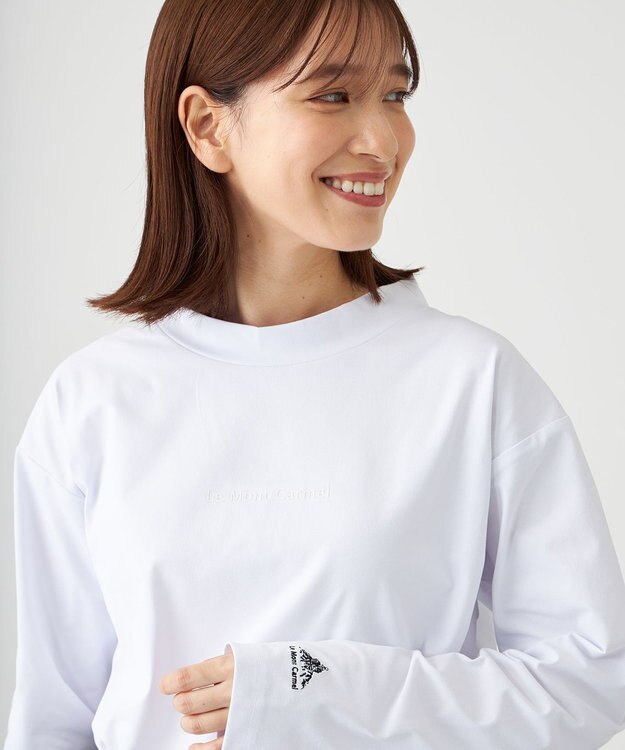 SHARE PARK LADIES 【UVカット・吸水速乾・ストレッチ・軽量 】モックネックＴシャツ アイボリー系