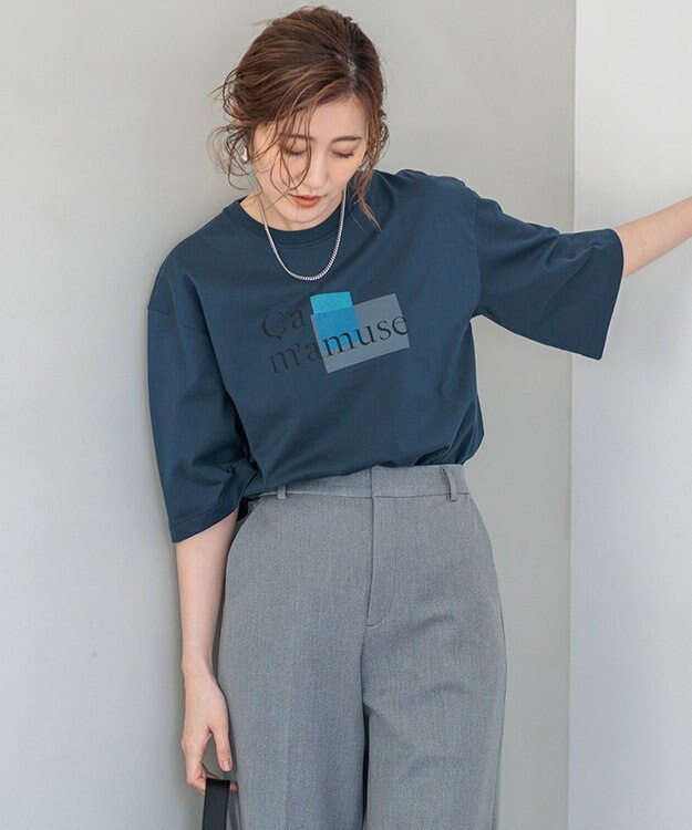 23区 S 【洗える】Ca mamuse ロゴ TEE ダルブルー系