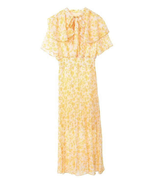Green Parks ｄａｚｚｌｉｎ　フレンチスリーブ花柄ワンピース Yellow