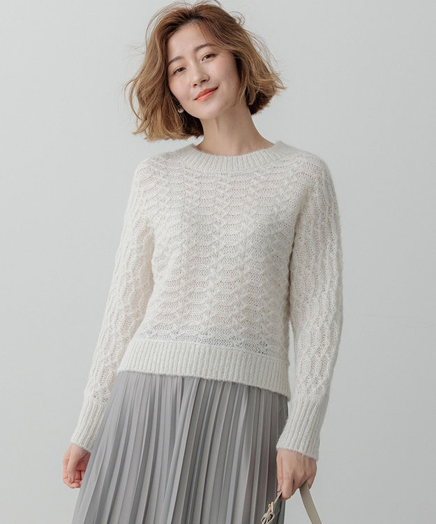 23区 【洗える】スパングル ドルマンスリーブ ニット ホワイト系