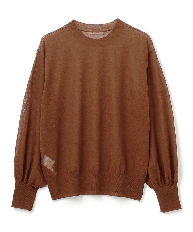 BEIGE， 【洗える】CADDO / シアーウールクルーネックトップス Brown