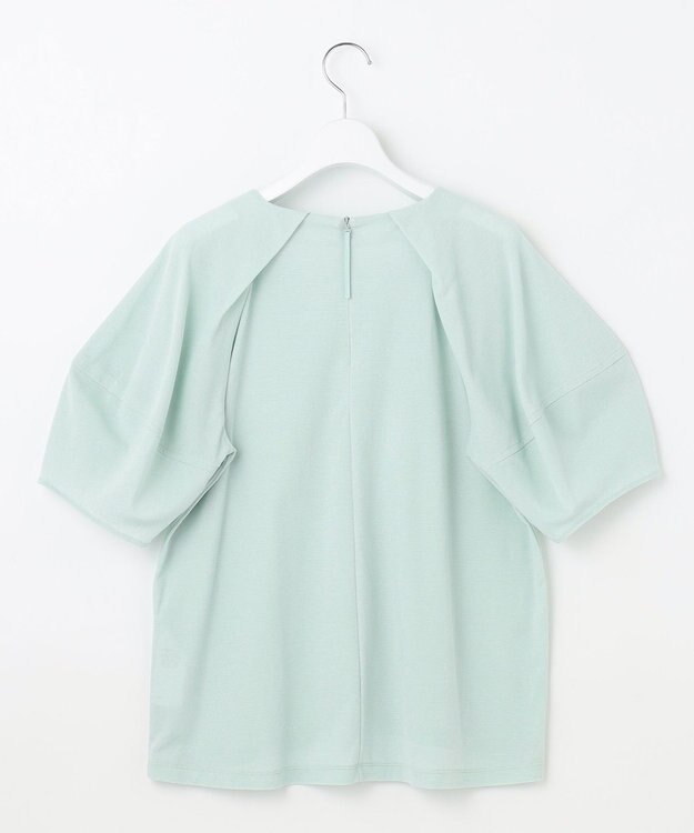 自由区 【洗える】ボリュームスリーブピケ カットソー ライトアクア